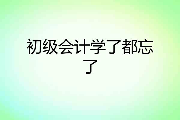初级会计学了都忘了