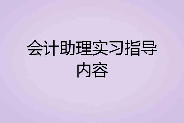 会计助理实习指导内容