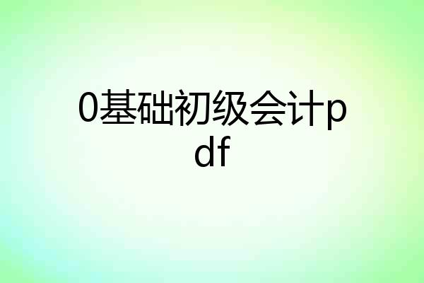 0基础初级会计pdf