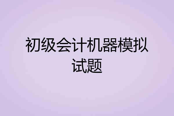 初级会计机器模拟试题