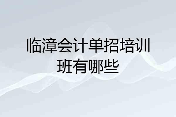 临漳会计单招培训班有哪些