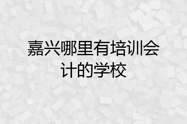 嘉兴哪里有培训会计的学校