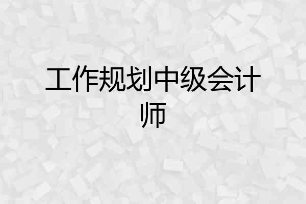 工作规划中级会计师