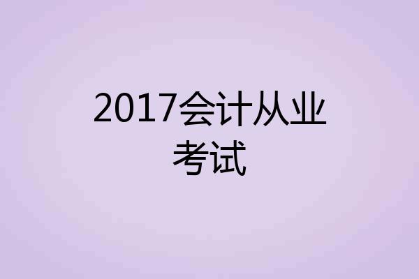2017会计从业考试