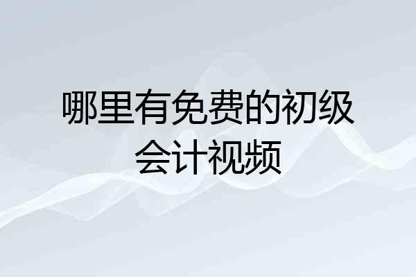 哪里有免费的初级会计视频