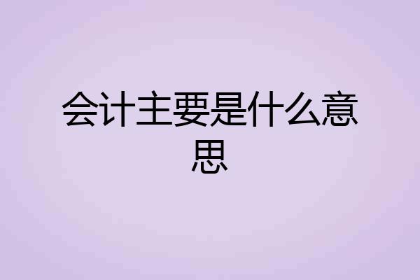 会计主要是什么意思