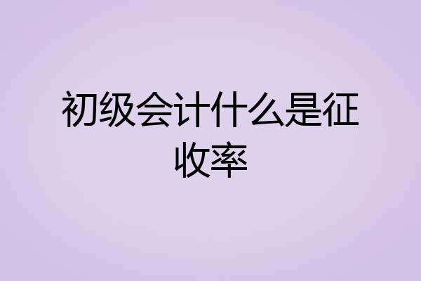 初级会计什么是征收率