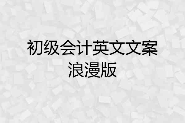 初级会计英文文案浪漫版
