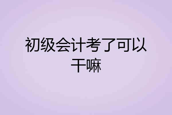 初级会计考了可以干嘛