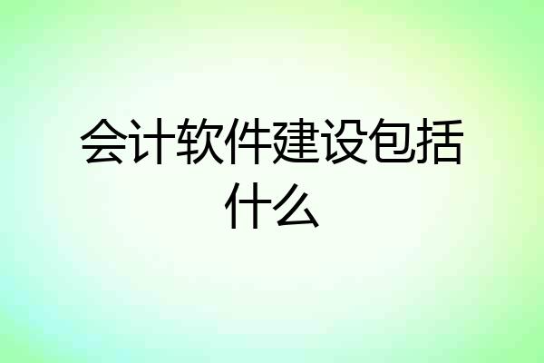 会计软件建设包括什么