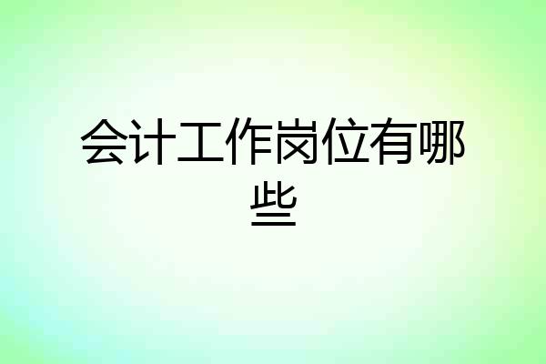 会计工作岗位有哪些