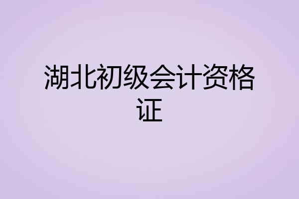 湖北初级会计资格证