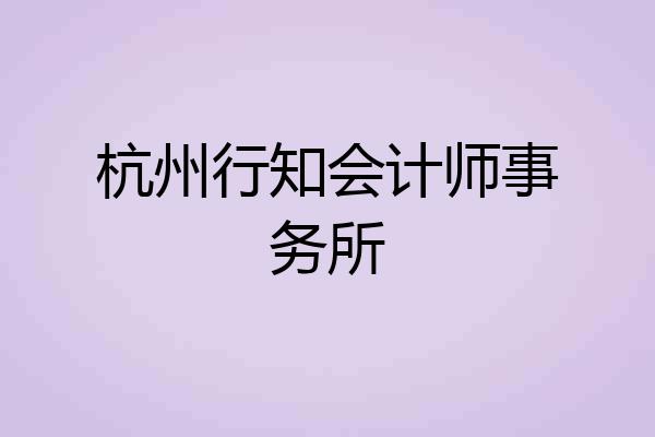 杭州行知会计师事务所