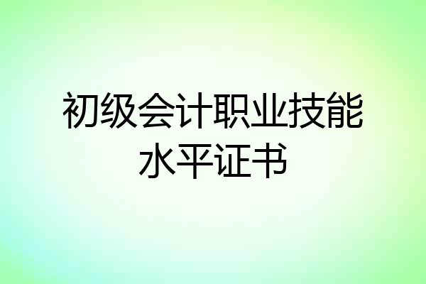 初级会计职业技能水平证书