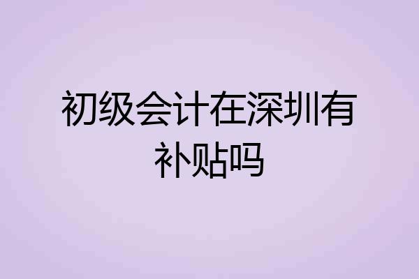 初级会计在深圳有补贴吗