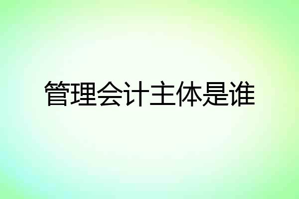 管理会计主体是谁