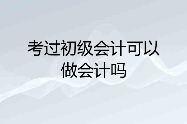 考过初级会计可以做会计吗