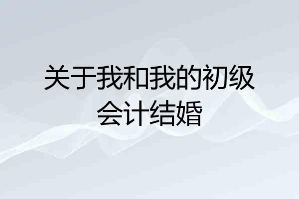 关于我和我的初级会计结婚