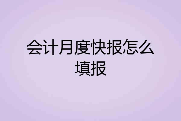会计月度快报怎么填报