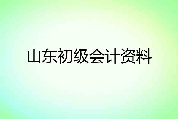 山东初级会计资料