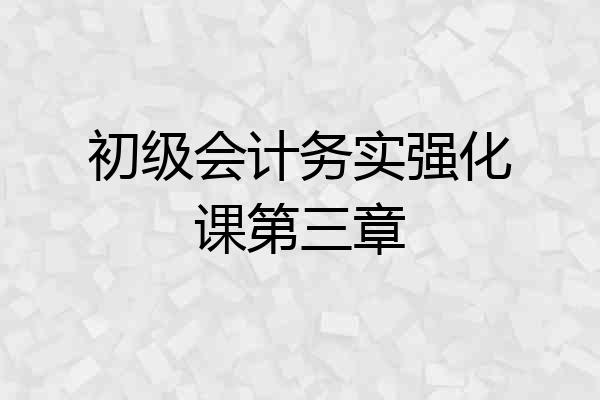 初级会计务实强化课第三章