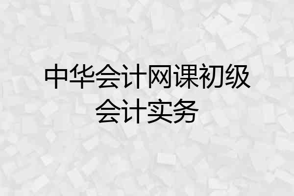 中华会计网课初级会计实务