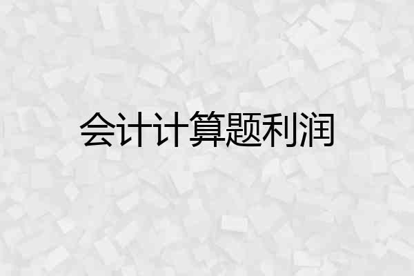 会计计算题利润