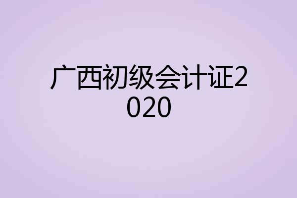 广西初级会计证2020