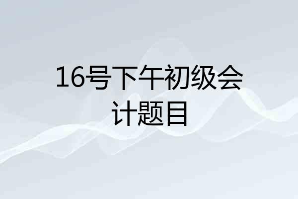 16号下午初级会计题目