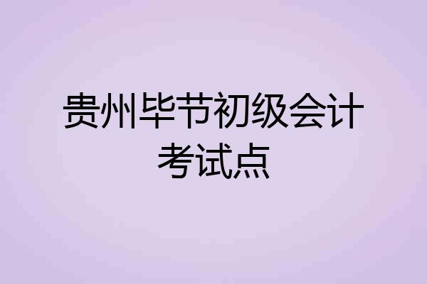 贵州毕节初级会计考试点