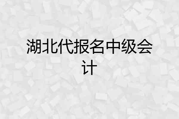 湖北代报名中级会计