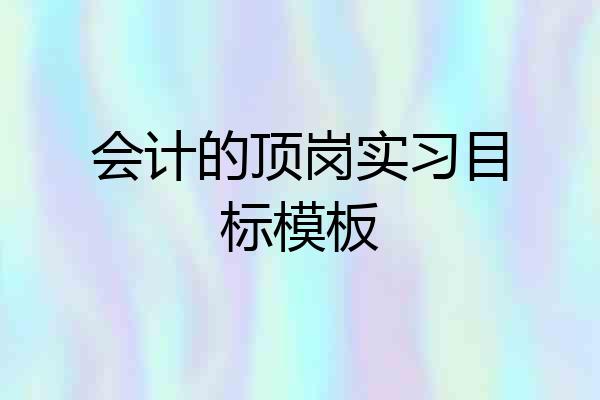 会计的顶岗实习目标模板