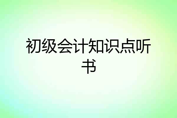 初级会计知识点听书