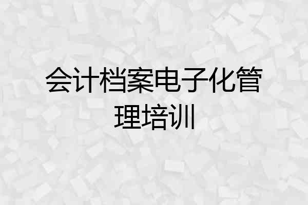 会计档案电子化管理培训