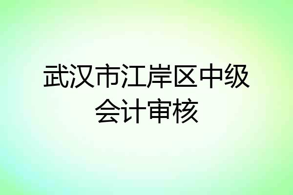 武汉市江岸区中级会计审核