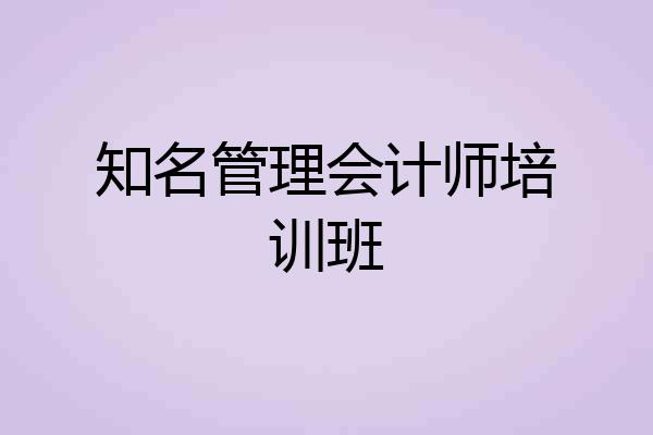知名管理会计师培训班