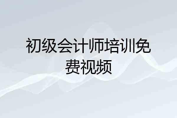 初级会计师培训免费视频