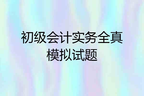 初级会计实务全真模拟试题