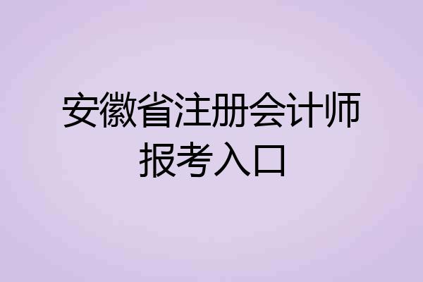 安徽省注册会计师报考入口