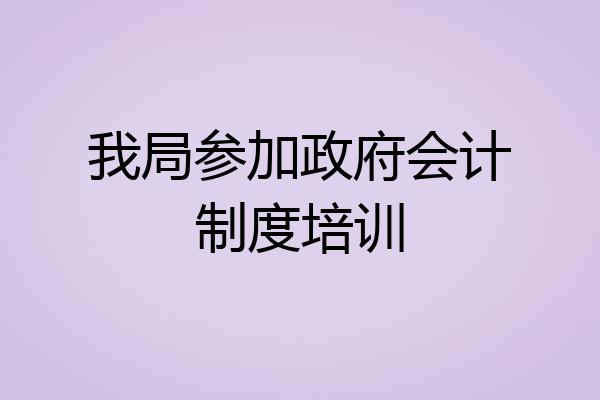 我局参加政府会计制度培训