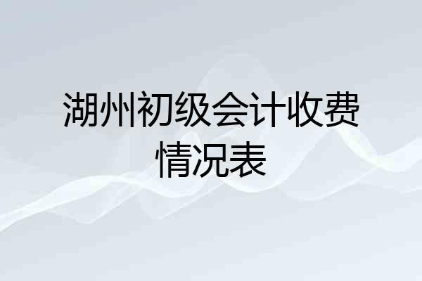 湖州初级会计收费情况表