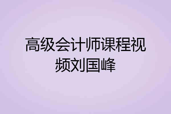 高级会计师课程视频刘国峰