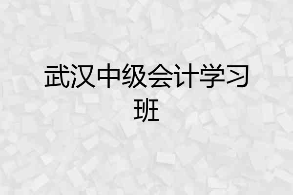 武汉中级会计学习班