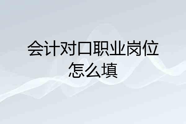 会计对口职业岗位怎么填