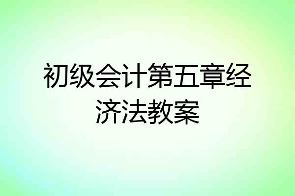 初级会计第五章经济法教案