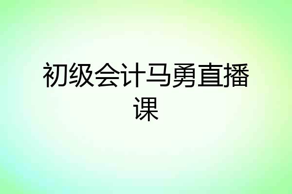 初级会计马勇直播课