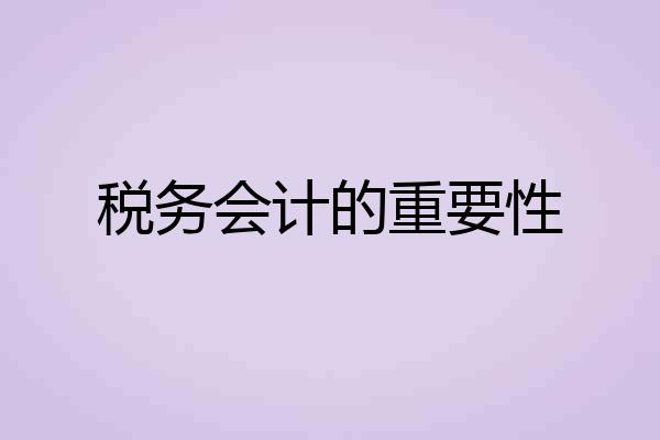 税务会计的重要性
