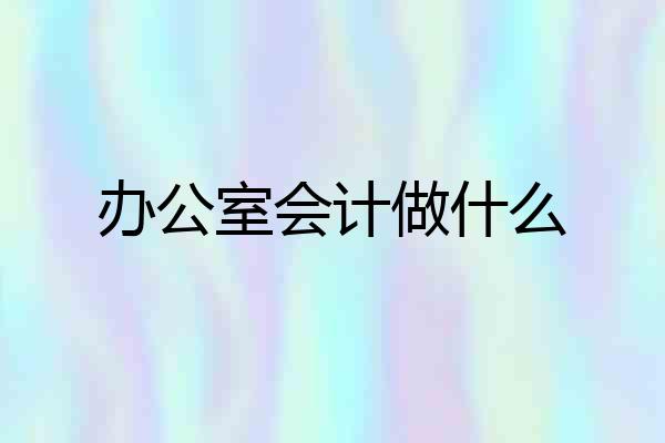 办公室会计做什么
