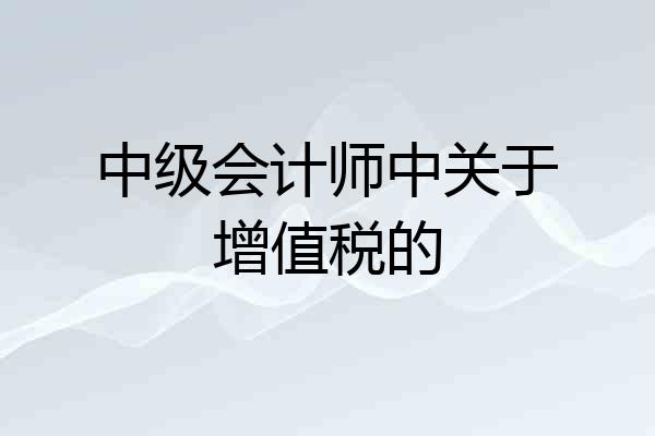 中级会计师中关于增值税的