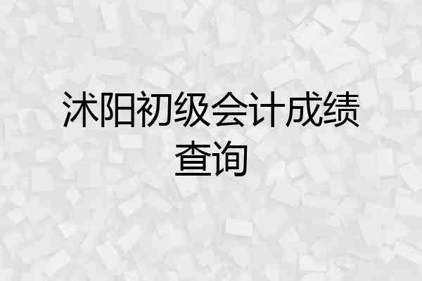 沭阳初级会计成绩查询